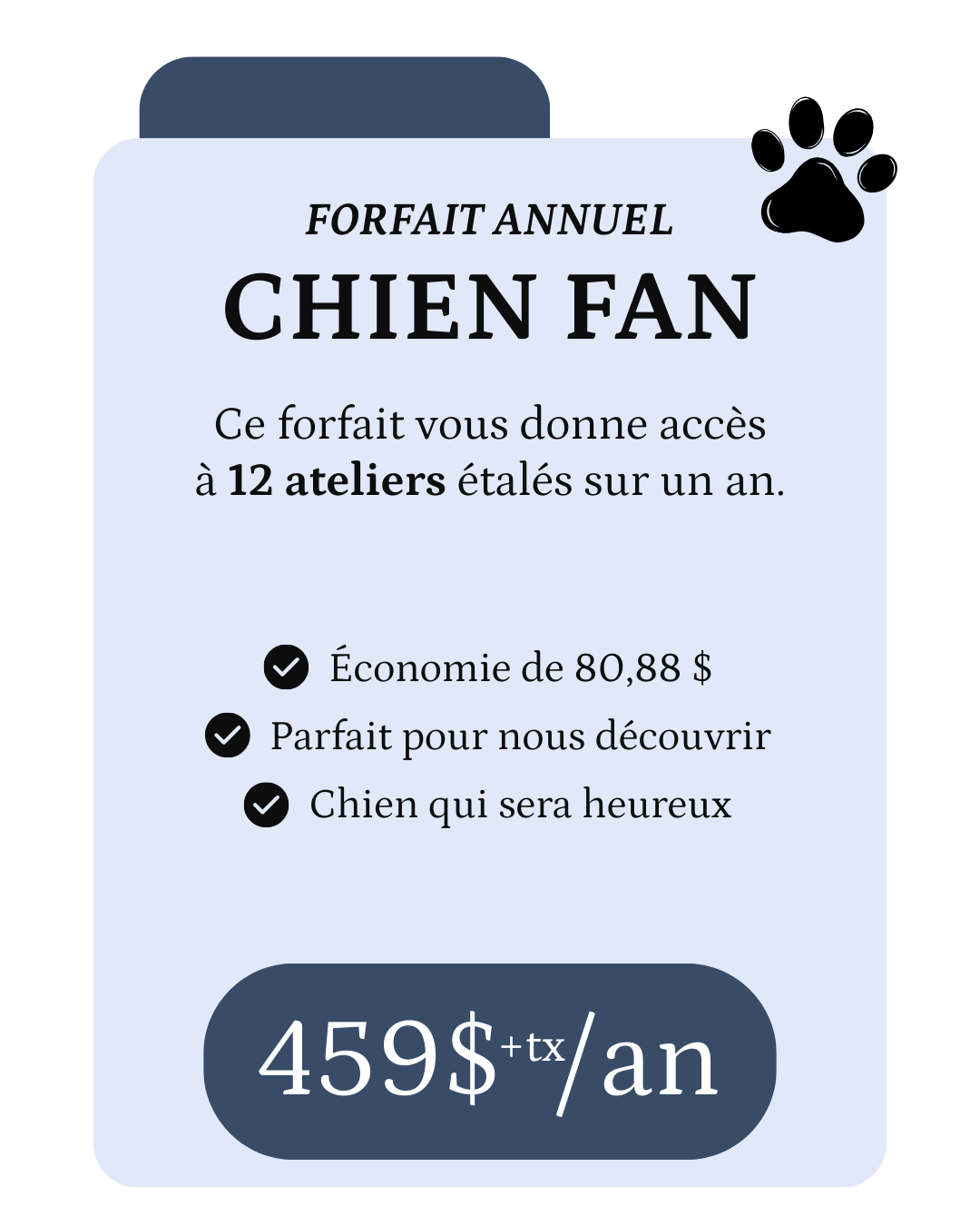 Forfait annuel CHIEN FAN - Énergie canine Estrie