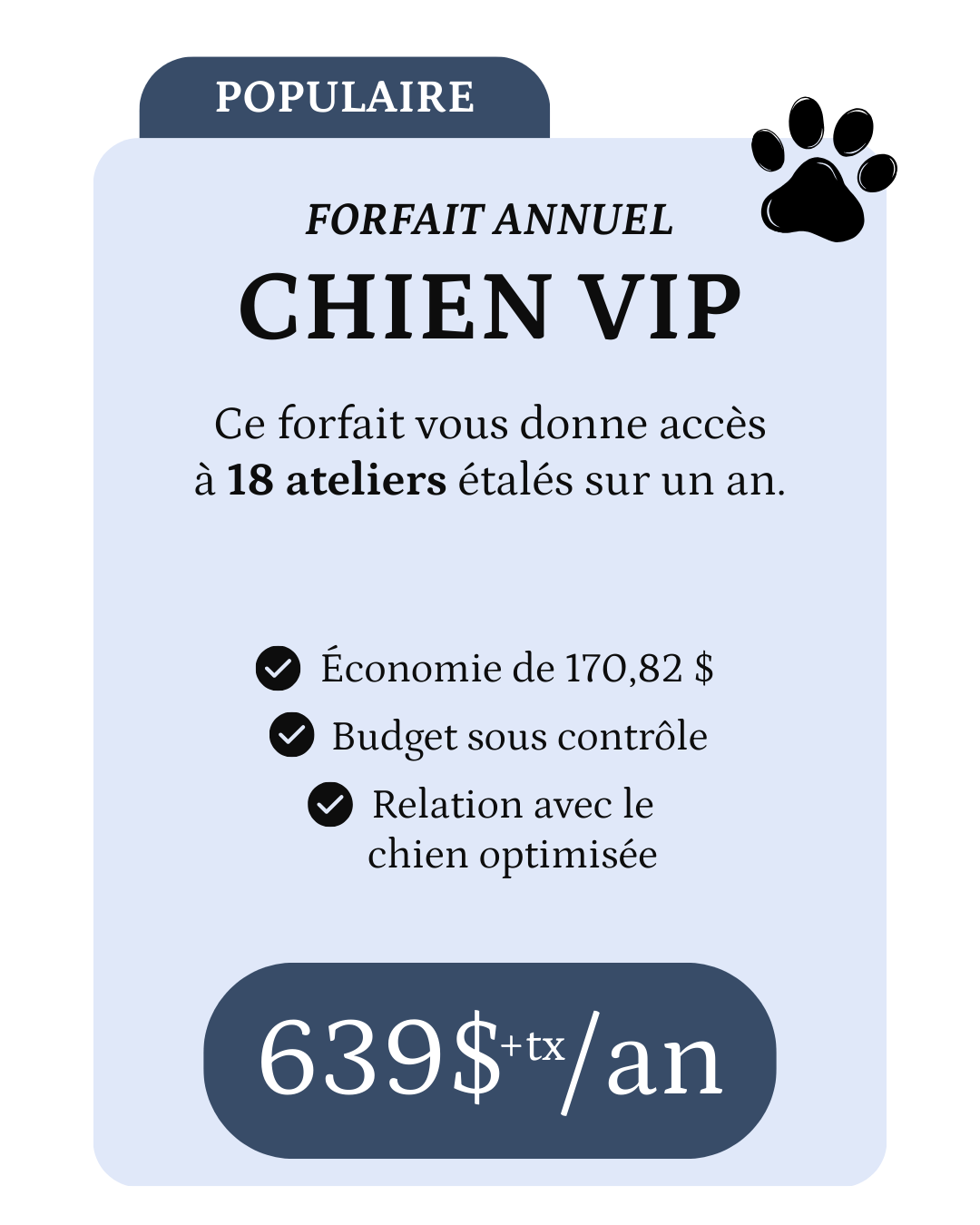 Forfait annuel CHIEN VIP - Énergie canine Estrie